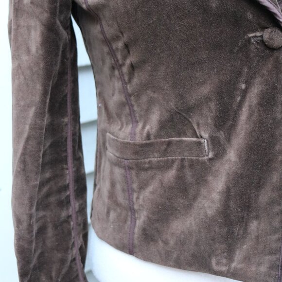 GAP Brown Stretch Cotton Velvet 1 Button Short Jacket Sz 4 - Picture 3 of 7